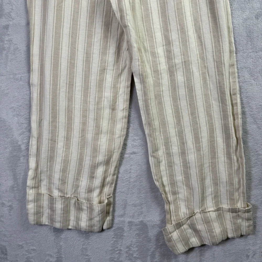 Reformation Striped Linen Blend Pants Size XS*See measurements Tan‎ Cream Boho